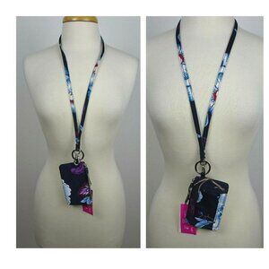 Vera Bradley MAYFAIR in BLOOM Zip ID Card Case & Lanyard Holder Water Repellant